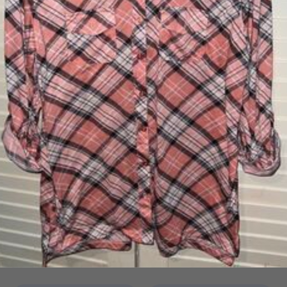 French Laundry Pink Plaid Button-Up Shirt